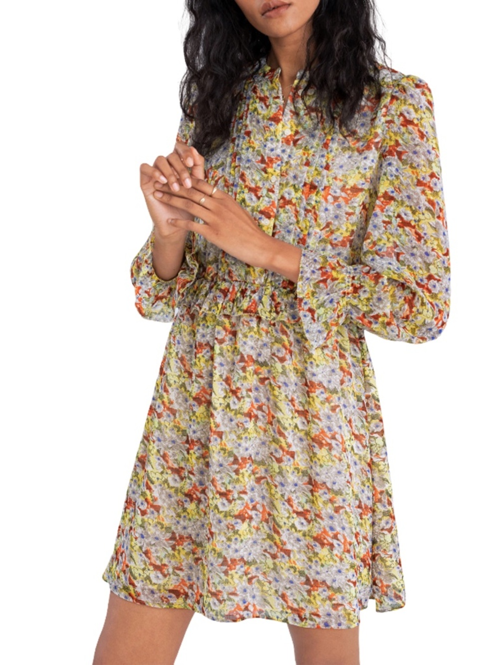Paris Atelier & Other Stories Ruffle Long Sleeve Dress Floral French Aesthetic